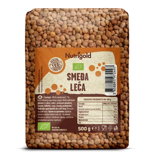 Brown Lentils - Organic 500g Nutrigold