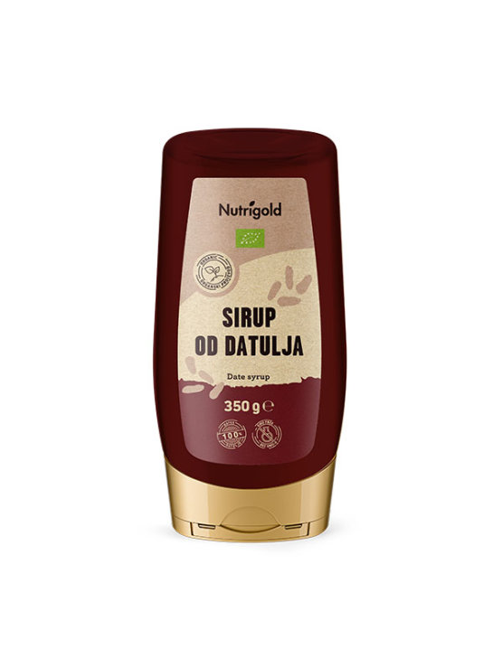 Nutrigold organic date syrup in a squeeze bottle of 350g
