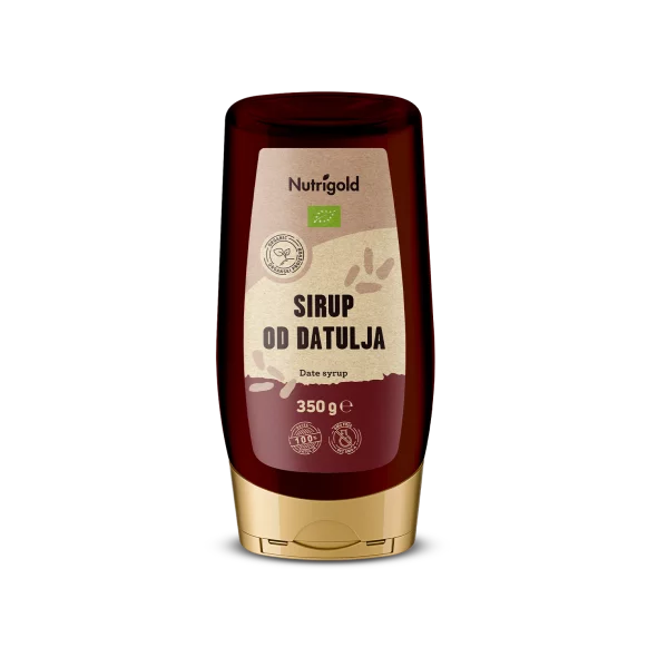 Nutrigold organic date syrup in a squeeze bottle of 350g