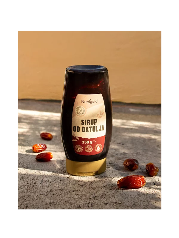 Nutrigold organic date syrup in a squeeze bottle of 350g
