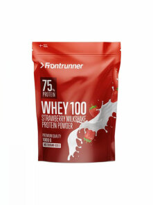 Frontrunner whey 100 strawberry and milkshake in a resealable packaging of 1000g