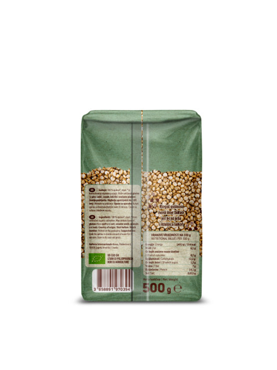 Nutrigold organic royal quinoa in a transparent packaging of 500g