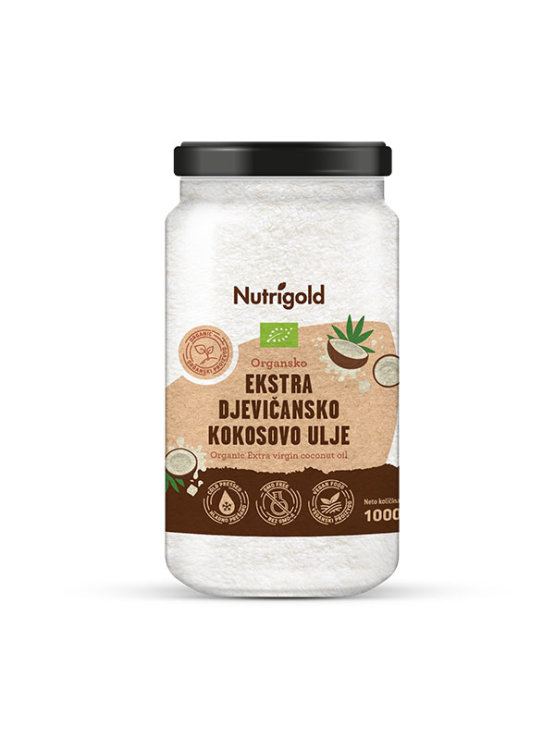 Nutrigold organic extra virgin coconut oil in a jar of 1000ml