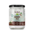 Nutrigold organic odourless coconut oil in a transparent glass jar of 500g