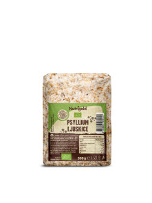 Nutrigold organic psyllium husks in a transparent packaging of 300g