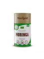 Nutrigold organic moringa powder in green cardboard cylinder shaped packaging of 200g