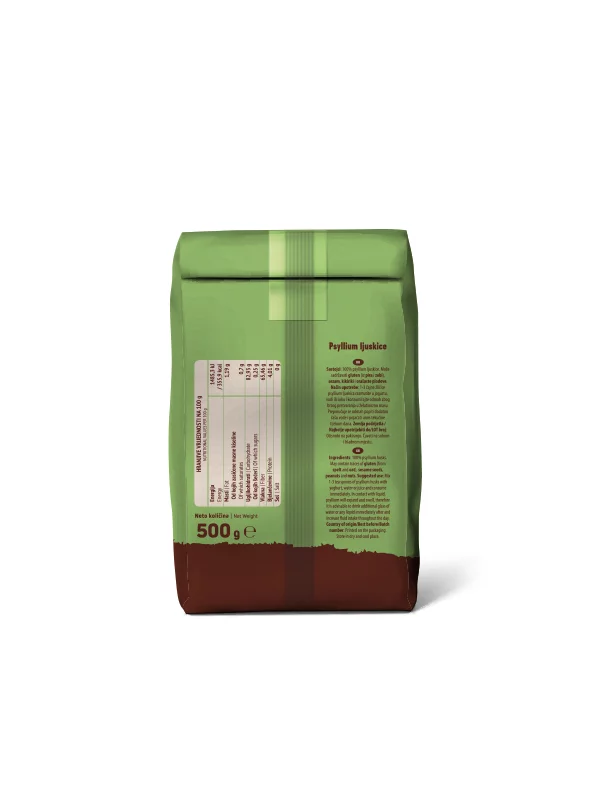 Nutrigold psyllium husks in a packaging of 500g