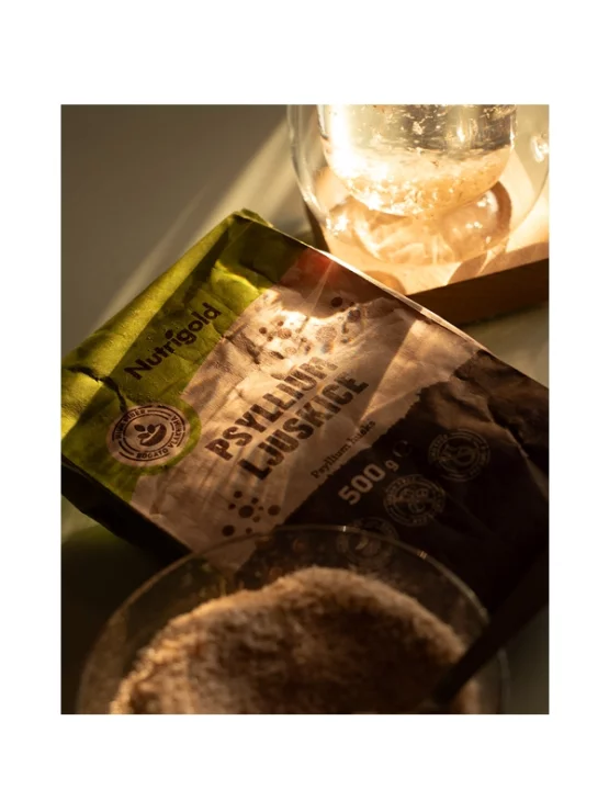 Nutrigold psyllium husks in a packaging of 500g