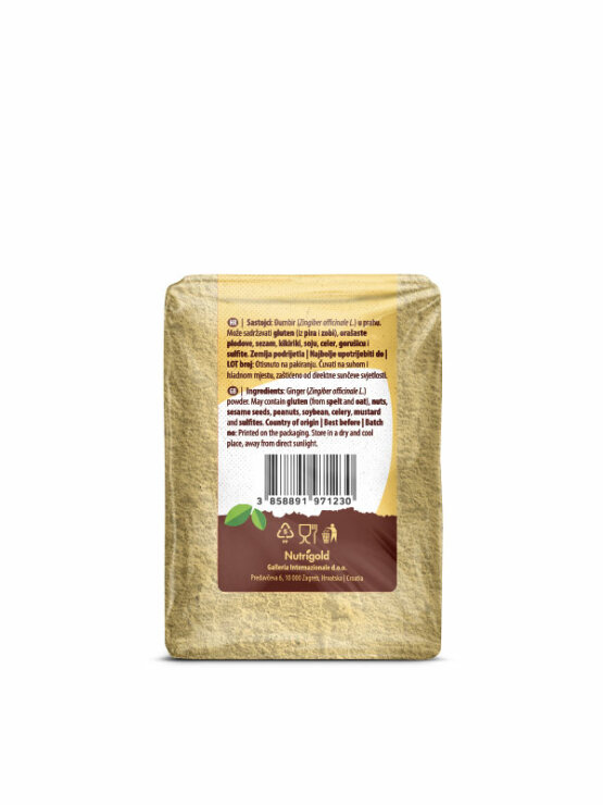 Nutrigold ginger powder in a transparent packaging of 200g