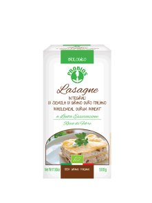 Probios organic whole grain durum wheat lasagna in a cardboard packaging of 500g.