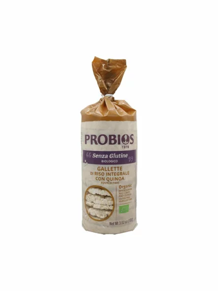 Probios quinoa organic crackers in a packaging of 100g