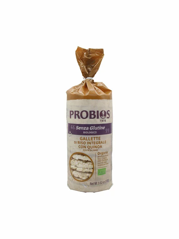 Probios quinoa organic crackers in a packaging of 100g