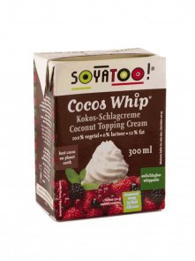 Soyatooo coconut whipping cream in a cardboard packaging of 300ml