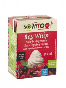 Soyatoo soy whipping cream in a cardboard packaging of 300ml