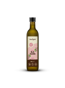 Nutrigold organic cold pressed sesame oil in a dark bottle of 500ml