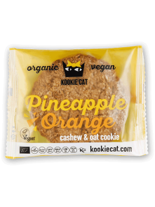Kookie Cat organic cookie with pineapple and orange in a packaging of 50g