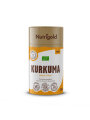 Nutrigold organic turmeric powder in orange cardboard cylinder shaped packaging of 100g