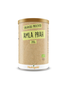 Nutrigold amla powder organically cultivated in a brown container of 200 grams