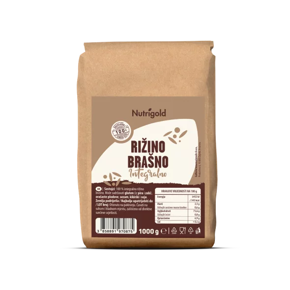 Nutrigold whole grain rice flour in a packaging of 1000g
