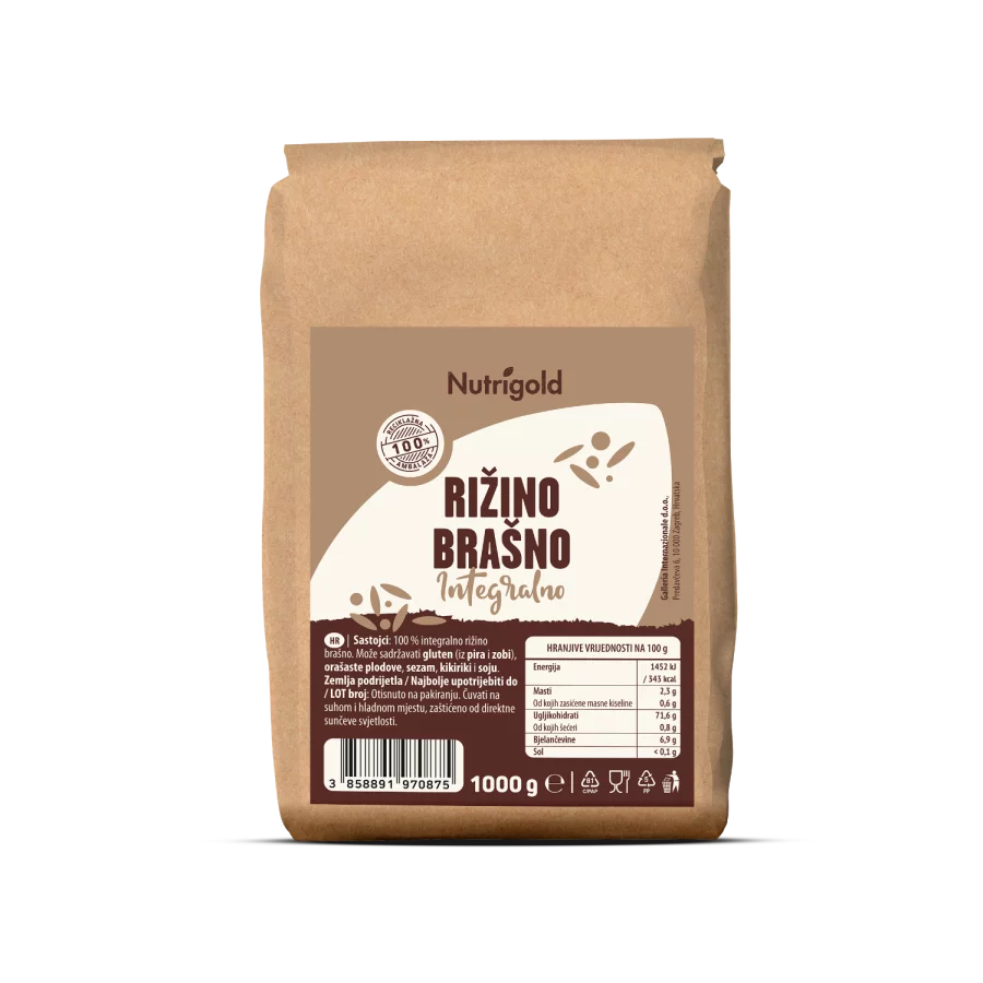 Nutrigold whole grain rice flour in a packaging of 1000g