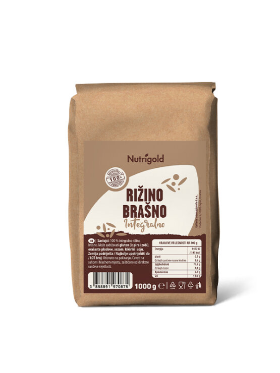 Nutrigold whole grain rice flour in a packaging of 1000g