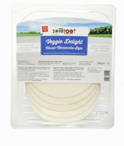 Soyatoo organic mozzarella style vegan cheese in a 100g packaging