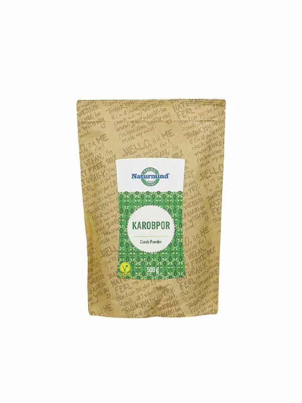 Naturmind dark carob powder in a packaging of 500g