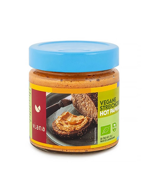 Tofutownorganic hot paprika spread in a 180g glass jar