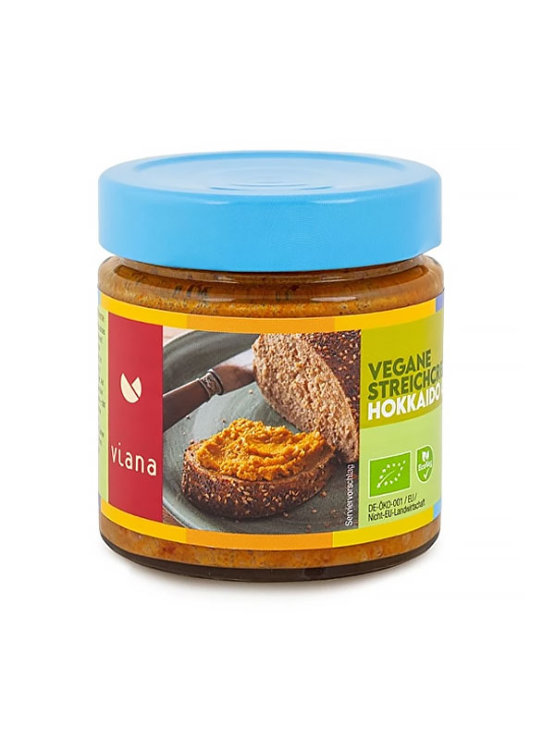 Viana organic hokkaido squash and cashew spread in a 180g glass jar