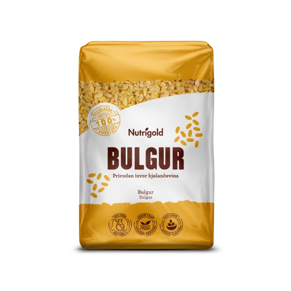 Nutrigold bulgur in a transparent packaging of 1kg