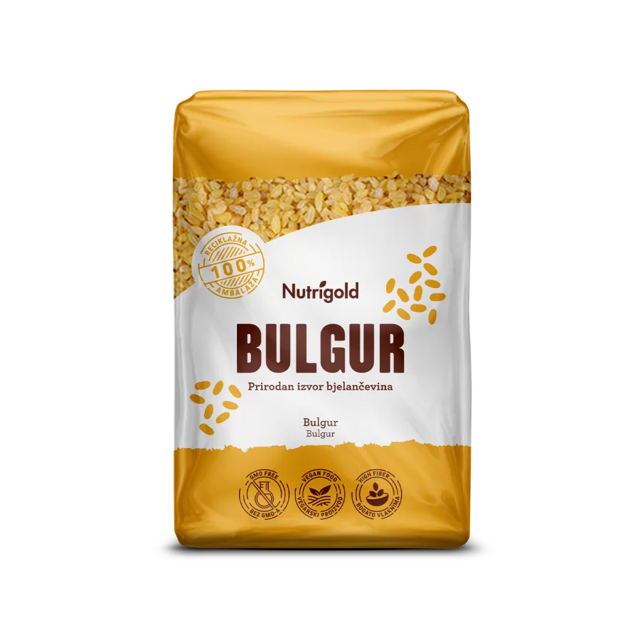 Nutrigold bulgur in a transparent packaging of 1kg