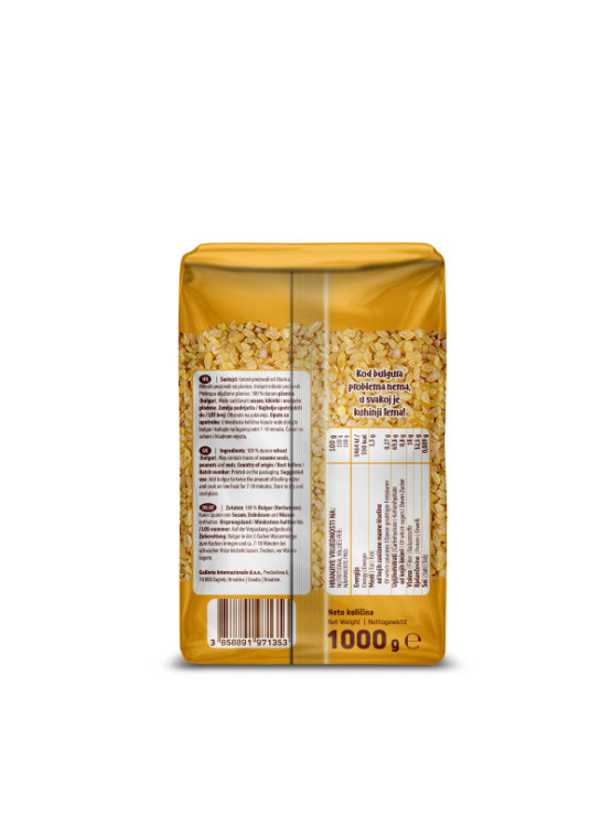 Nutrigold bulgur in a transparent packaging of 1kg
