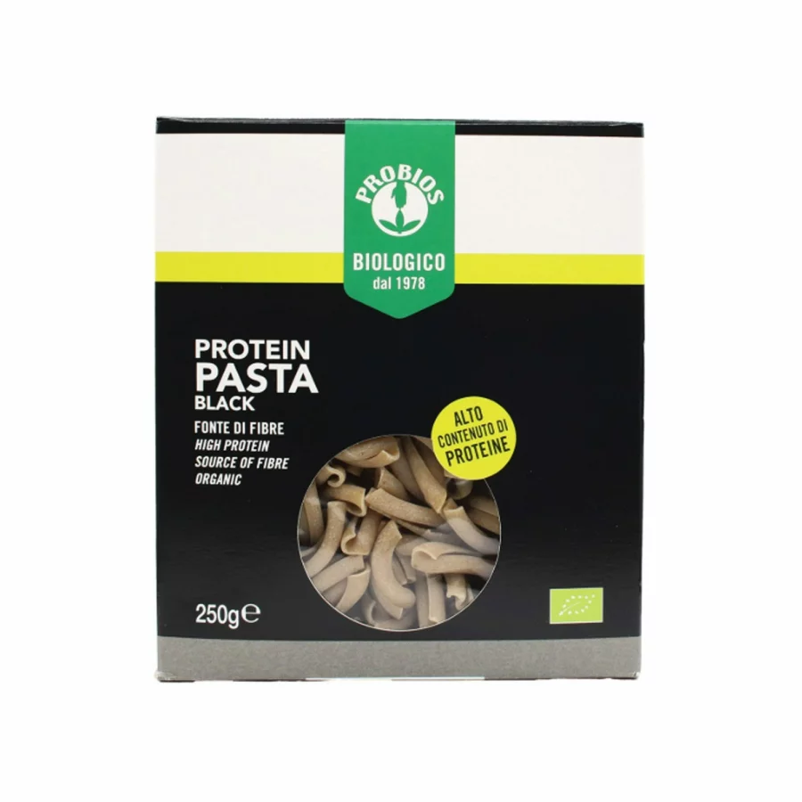 Probios organic black bean pasta rigati in a packaging of 250g