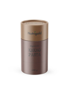 Nutrigold organic cocoa paste wafers in a cylinder shaped packaging of 200g