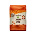 Nutrigold organic red lentils in a transparent packaging of packaging of 500g