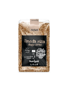 Nutrigold organic long grain brown rice in a transaprent packaging of 500g