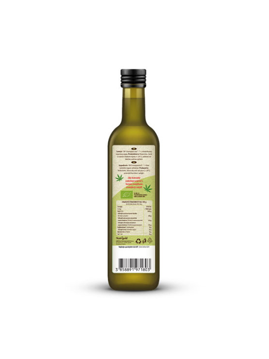 Nutrigold organic cold pressed hemp oil in a green bottle of 1000ml