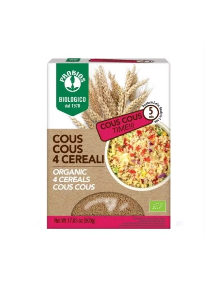 Probios 4 grain organic couscous in a packaging of 500g