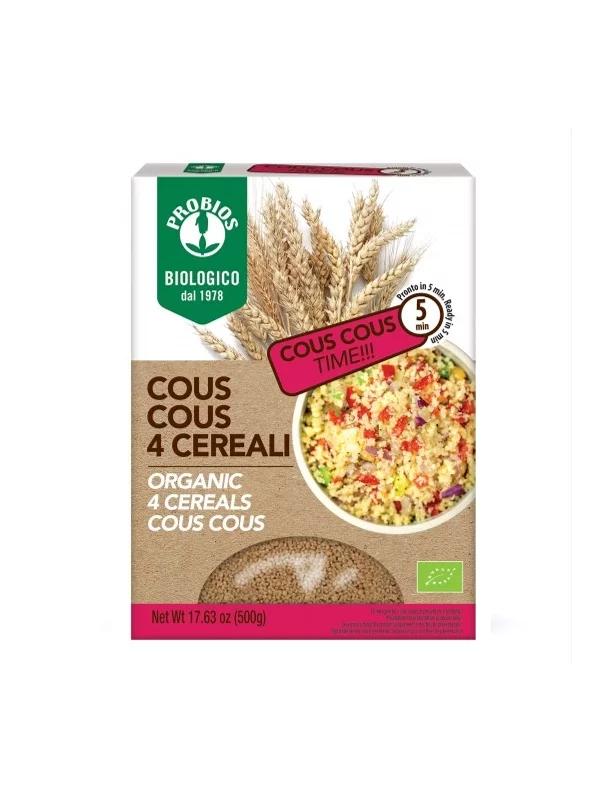 Probios 4 grain organic couscous in a packaging of 500g