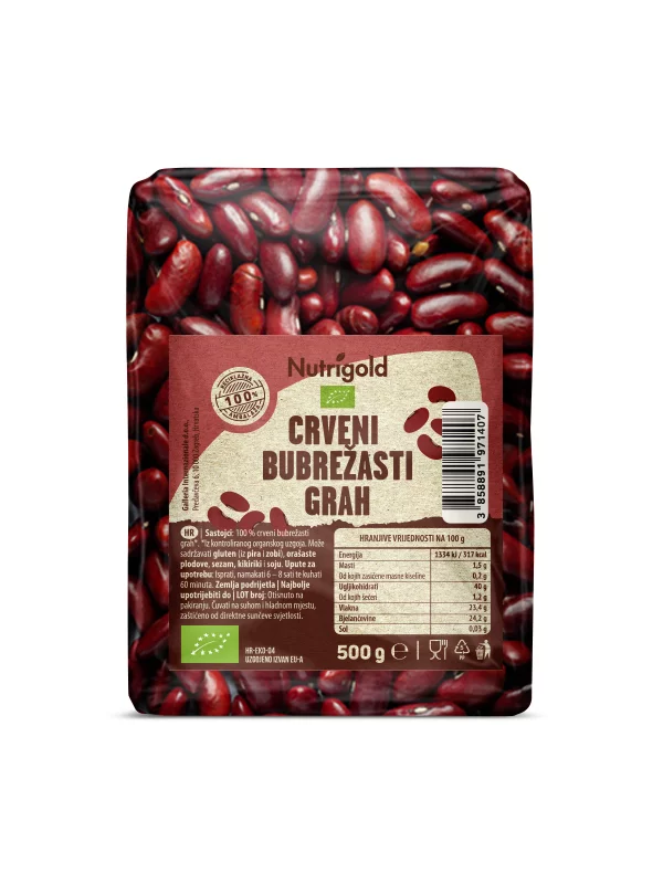 Nutrigold organic red kidney beans in a packaging of 500g