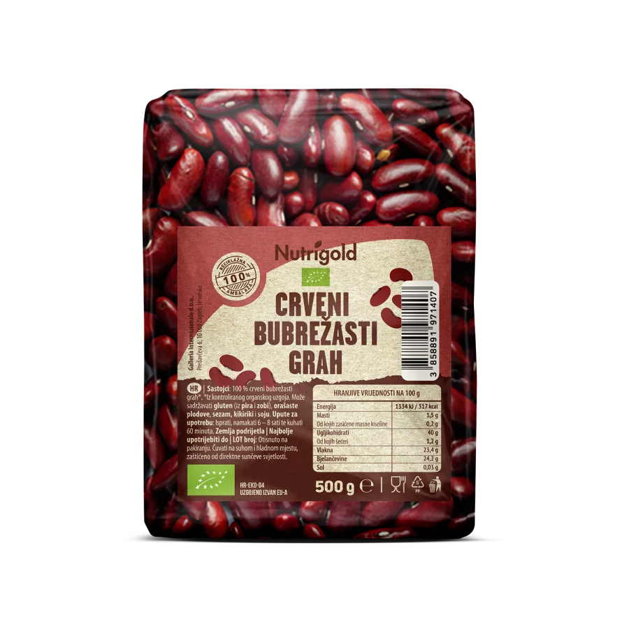 Nutrigold organic red kidney beans in a packaging of 500g