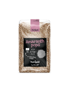 Organic Amaranth pops in a plastic container, 100 grams