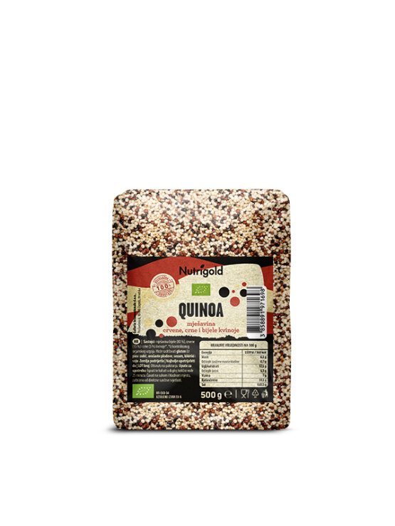 Nutrigold organic quinoa ''tricolor'' in a transparent packaging of 500g