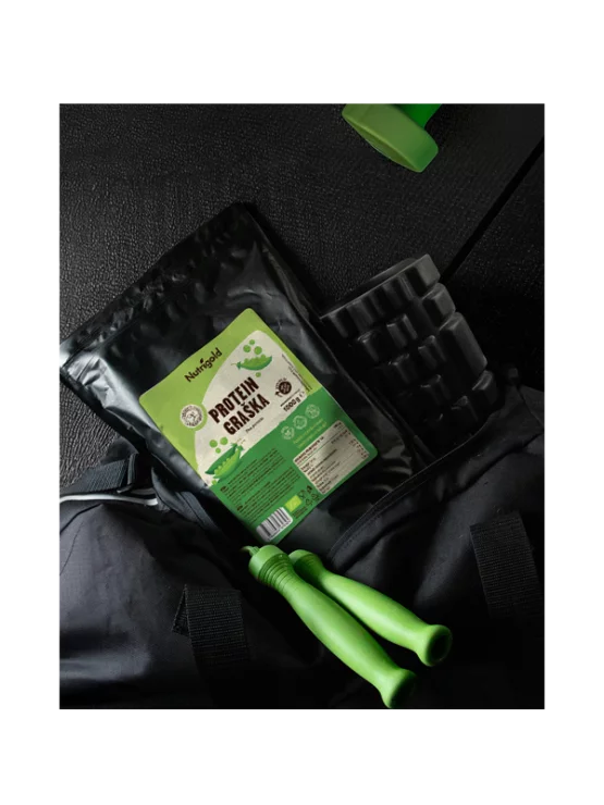 Nutrigold organic pea protein powder in a packaging of 1000g