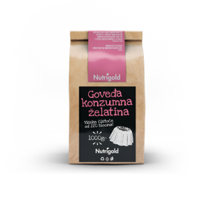 Nutrigold beef gelatin powder in a packaging of 1000g