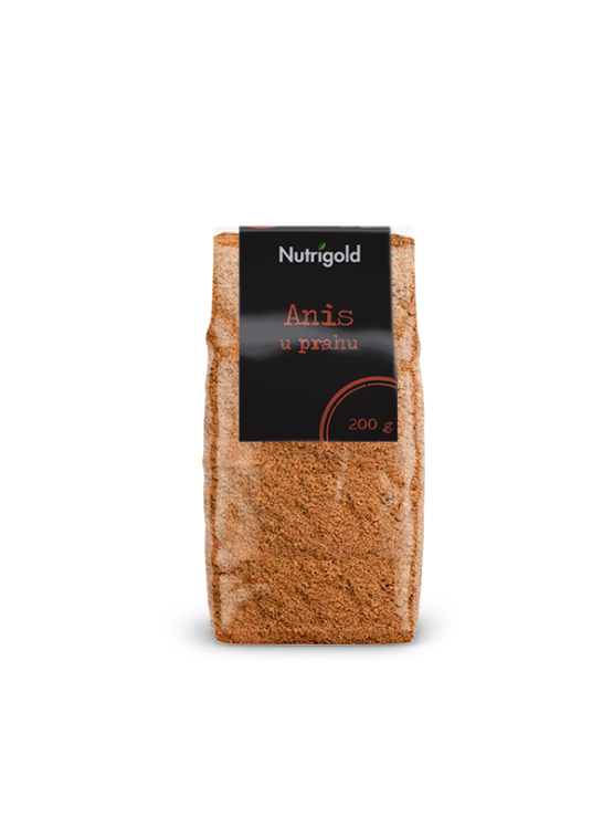 Nutrigold anise powder in a transparent plastic bag of 200 grams