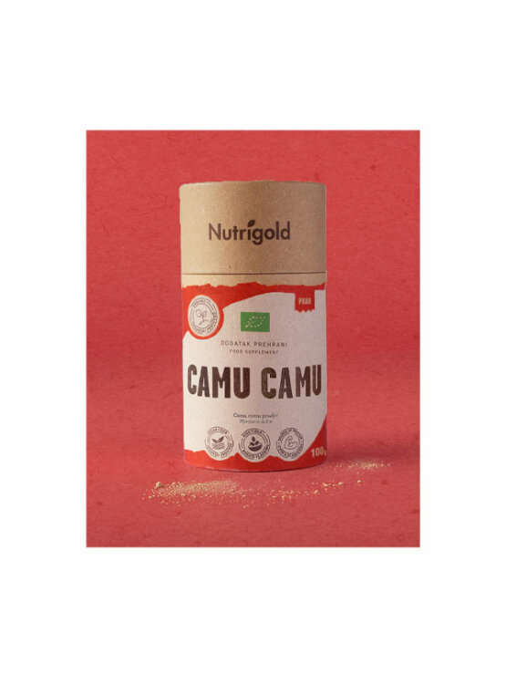 Nutrigold organic camu camu powder in a packaging of 100g