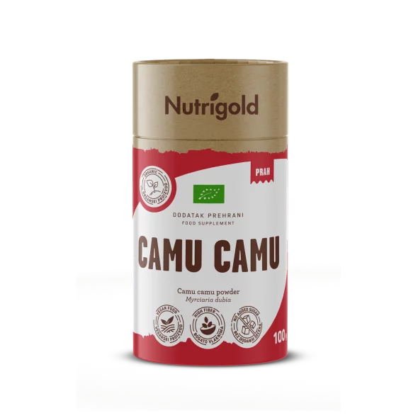 Nutrigold organic camu camu powder in a packaging of 100g