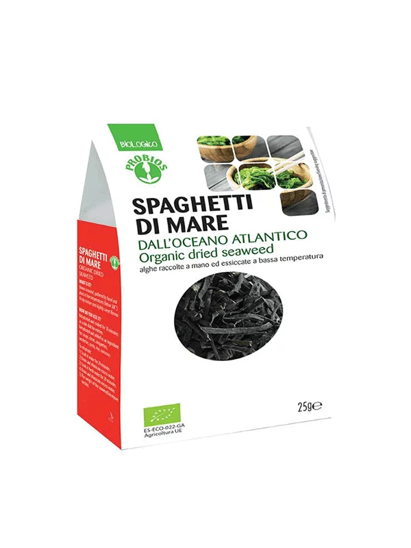 Probios organic dried seaweed spaghetti di mare in a packaging of 25g
