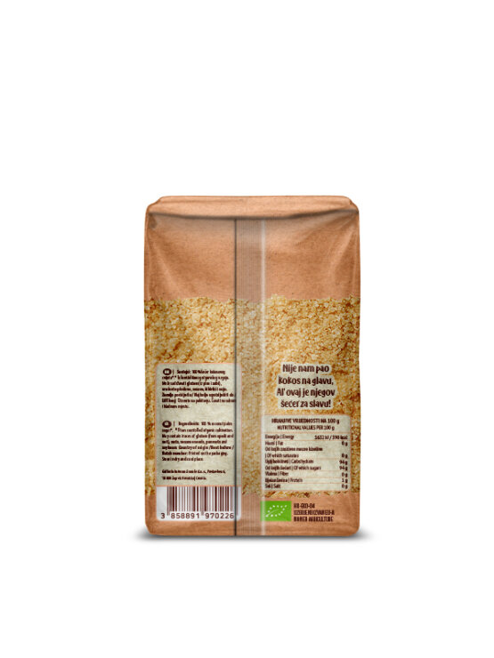 Nutrigold organic coconut blossom sugar in a transparent packaging of 500g